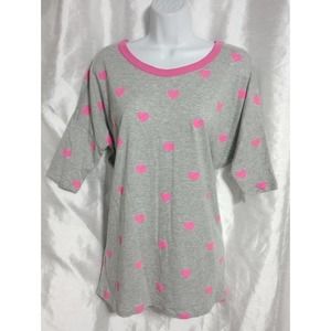𝅺ATTIC SALT Pink Heart Gray Shirt Top